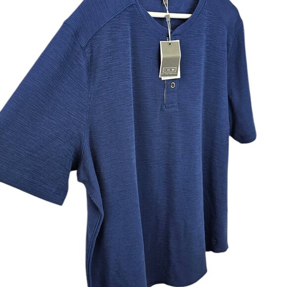 IKE Behar Mens Short Sleeve Crew Neck Henley Shirt, Blue, Size XL, NWT - Picture 3 of 7